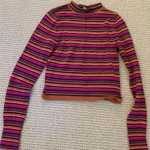 Urban Outfitters Pink Purple Ribbed Long Sleeve Tee
